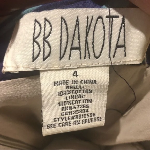 BB Dakota Ruched Abstract Floral Strapless Cotton Dress Size 4 - Picture 4 of 7